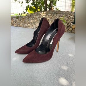 Brian Atwood Suede Pointed Toe Pump High Heels